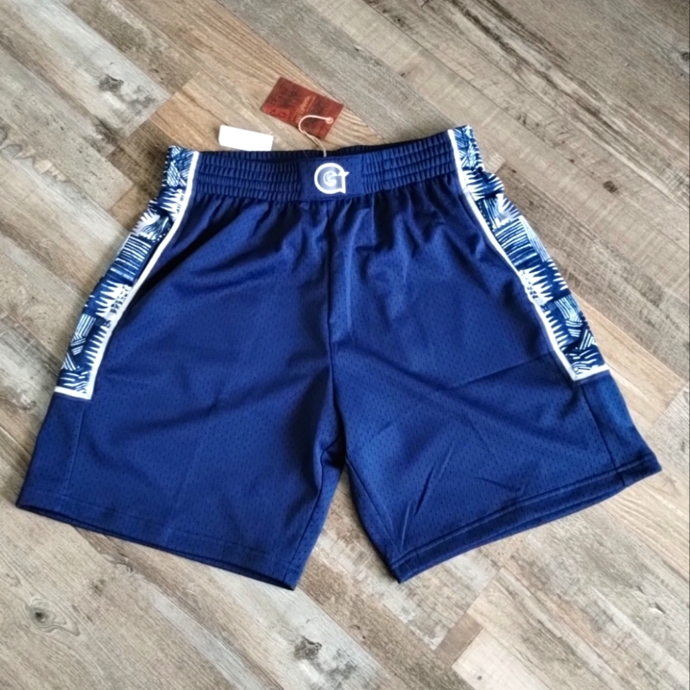 Large Mitchell & Ness Georgetown Hoyas Navy Swingman Basketball Shorts Mens